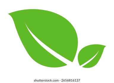Green leaf icon in flat style, on white background. leaf icon set. nature icon, leaf vector illustration.