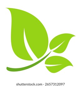Ícone de folha verde em estilo plano, sobre fundo branco. ícone de folha definido. ícone natureza, ilustração de vetor folha.