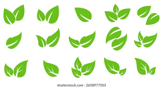 Icono de hoja verde en estilo plano, sobre fondo blanco. conjunto de iconos de hoja. icono de la naturaleza, Ilustración vectorial de la hoja.