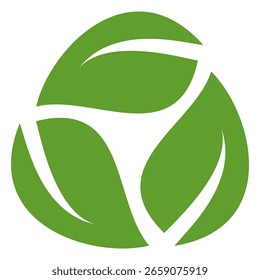 Grünes Blattsymbol im flachen Stil auf weißem Hintergrund. Blatt-Symbolsatz. Natursymbol, Blatt-Vektorgrafik.