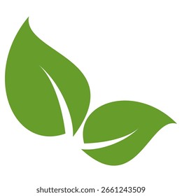 Green leaf icon in flat style, on white background. leaf icon set. nature icon, leaf vector illustration.