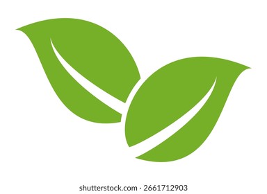 Green leaf icon in flat style, on white background. leaf icon set. nature icon, leaf vector illustration.
