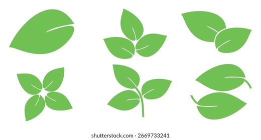 Icono de hoja verde en estilo plano, sobre fondo blanco. conjunto de iconos de hoja. icono de la naturaleza, Ilustración vectorial de la hoja.