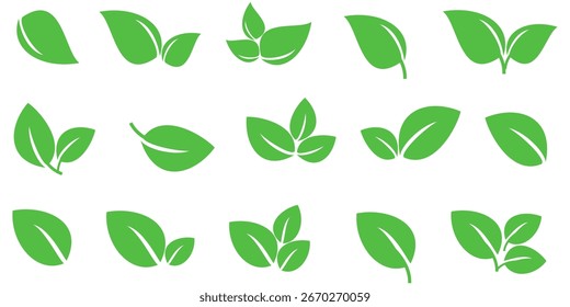 Ícone de folha verde em estilo plano, sobre fundo branco. ícone de folha definido. ícone natureza, ilustração de vetor folha.