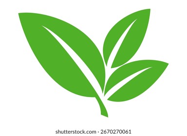 Green leaf icon in flat style, on white background. leaf icon set. nature icon, leaf vector illustration.