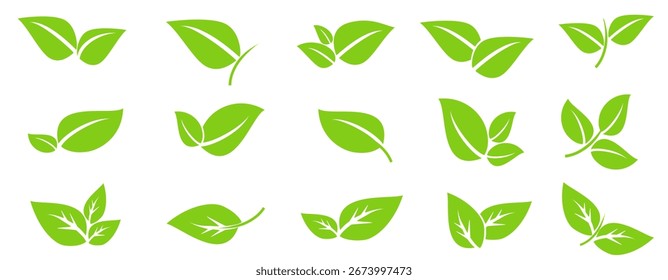 Green leaf icon in flat style, on white background. leaf icon set. nature icon, leaf vector illustration.