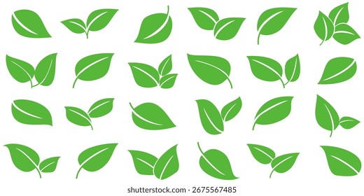 Ícone de folha verde em estilo plano, sobre fundo branco. ícone de folha definido. ícone natureza, ilustração de vetor folha.
