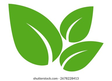 Green leaf icon in flat style, on white background. leaf icon set. nature icon, leaf vector illustration.