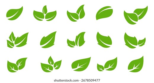 Icono de hoja verde en estilo plano, sobre fondo blanco. conjunto de iconos de hoja. icono de la naturaleza, Ilustración vectorial de la hoja.