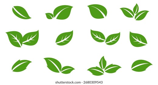 Icono de hoja verde en estilo plano, sobre fondo blanco. conjunto de iconos de hoja. icono de la naturaleza, Ilustración vectorial de la hoja.