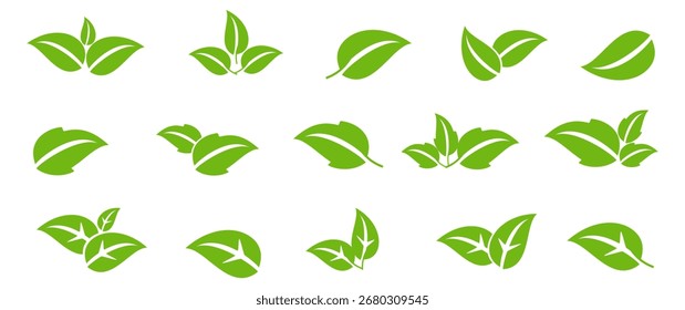 Ícone de folha verde em estilo plano, sobre fundo branco. ícone de folha definido. ícone natureza, ilustração de vetor folha.