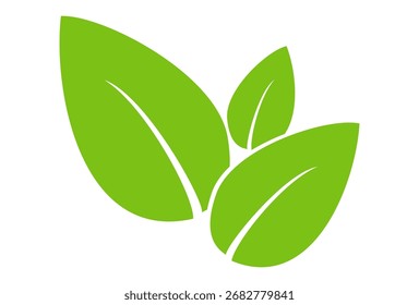 Green leaf icon in flat style, on white background. leaf icon set. nature icon, leaf vector illustration.