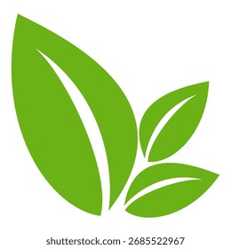 Ícone de folha verde em estilo plano, sobre fundo branco. ícone de folha definido. ícone natureza, ilustração de vetor folha.