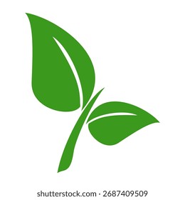 Grünes Blattsymbol im flachen Stil auf weißem Hintergrund. Blatt-Symbolsatz. Natursymbol, Blatt-Vektorgrafik.
