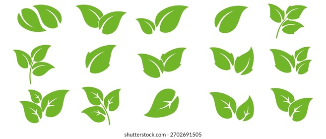 Ícone de folha verde em estilo plano, sobre fundo branco. ícone de folha definido. ícone natureza, ilustração de vetor folha.
