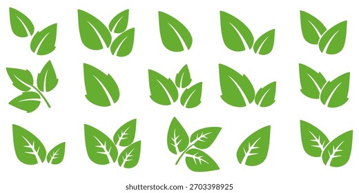 Icono de hoja verde en estilo plano, sobre fondo blanco. conjunto de iconos de hoja. icono de la naturaleza, Ilustración vectorial de la hoja.