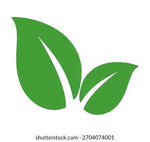 Green leaf icon in flat style, on white background. leaf icon set. nature icon, leaf vector illustration.