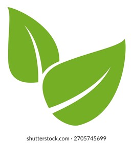 Green leaf icon in flat style, on white background. leaf icon set. nature icon, leaf vector illustration.