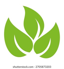 Grünes Blattsymbol im flachen Stil auf weißem Hintergrund. Blatt-Symbolsatz. Natursymbol, Blatt-Vektorgrafik.
