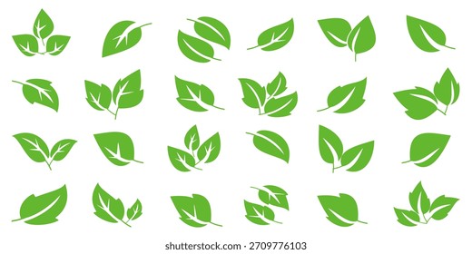 Ícone de folha verde em estilo plano, sobre fundo branco. ícone de folha definido. ícone natureza, ilustração de vetor folha.