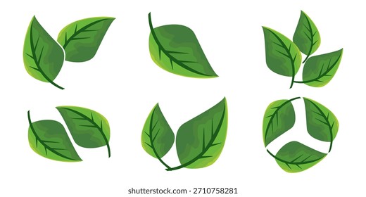 Ícone de folha verde em estilo plano, sobre fundo branco. ícone de folha definido. ícone natureza, ilustração de vetor folha.
