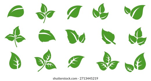 Icono de hoja verde en estilo plano, sobre fondo blanco. conjunto de iconos de hoja. icono de la naturaleza, Ilustración vectorial de la hoja.