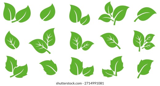 Icono de hoja verde en estilo plano, sobre fondo blanco. conjunto de iconos de hoja. icono de la naturaleza, Ilustración vectorial de la hoja.