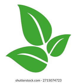 Green leaf icon in flat style, on white background. leaf icon set. nature icon, leaf vector illustration.