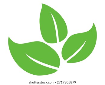 Green leaf icon in flat style, on white background. leaf icon set. nature icon, leaf vector illustration.