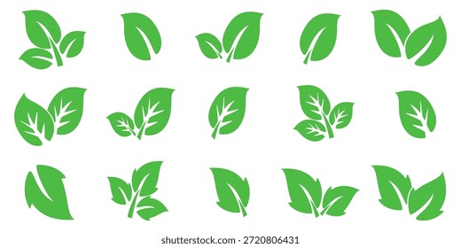 Icono de hoja verde en estilo plano, sobre fondo blanco. conjunto de iconos de hoja. icono de la naturaleza, Ilustración vectorial de la hoja.