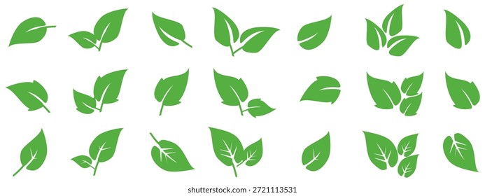 Ícone de folha verde em estilo plano, sobre fundo branco. ícone de folha definido. ícone natureza, ilustração de vetor folha.