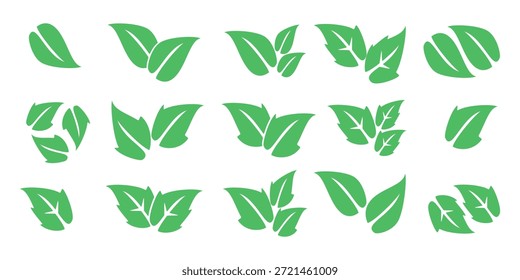 Icono de hoja verde en estilo plano, sobre fondo blanco. conjunto de iconos de hoja. icono de la naturaleza, Ilustración vectorial de la hoja.