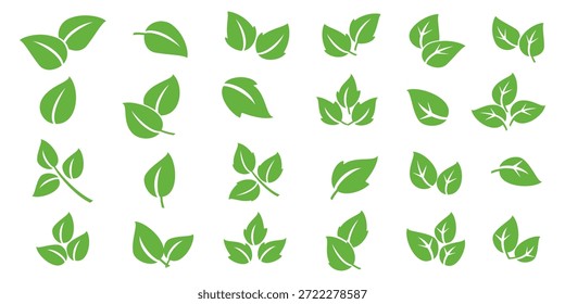 Ícone de folha verde em estilo plano, sobre fundo branco. ícone de folha definido. ícone natureza, ilustração de vetor folha.