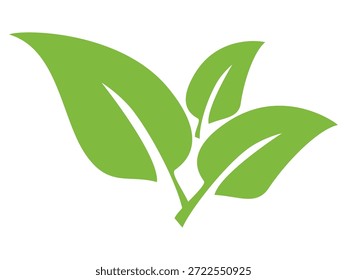 Ícone de folha verde em estilo plano, sobre fundo branco. ícone de folha definido. ícone natureza, ilustração de vetor folha.