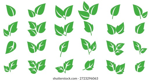 Ícone de folha verde em estilo plano, sobre fundo branco. ícone de folha definido. ícone natureza, ilustração de vetor folha.