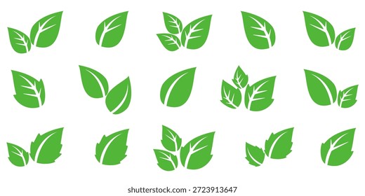 Ícone de folha verde em estilo plano, sobre fundo branco. ícone de folha definido. ícone natureza, ilustração de vetor folha.