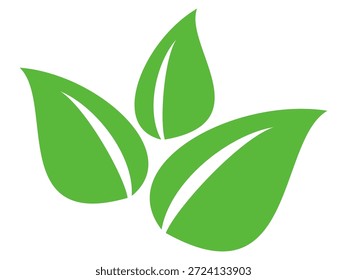 Green leaf icon in flat style, on white background. leaf icon set. nature icon, leaf vector illustration.