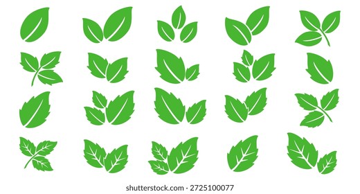 Ícone de folha verde em estilo plano, sobre fundo branco. ícone de folha definido. ícone natureza, ilustração de vetor folha.