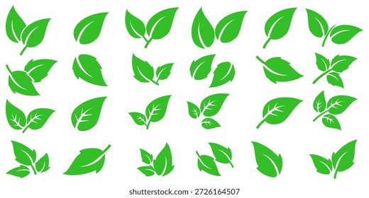 Icono de hoja verde en estilo plano, sobre fondo blanco. conjunto de iconos de hoja. icono de la naturaleza, Ilustración vectorial de la hoja.