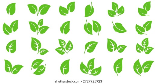 Ícone de folha verde em estilo plano, sobre fundo branco. ícone de folha definido. ícone natureza, ilustração de vetor folha.