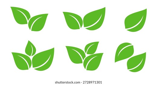 Icono de hoja verde en estilo plano, sobre fondo blanco. conjunto de iconos de hoja. icono de la naturaleza, Ilustración vectorial de la hoja.