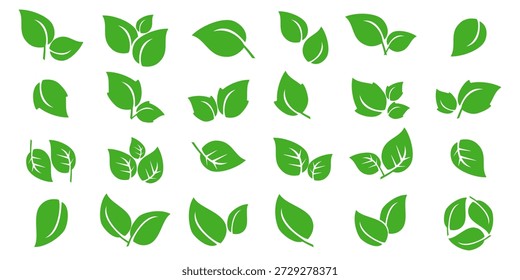 Ícone de folha verde em estilo plano, sobre fundo branco. ícone de folha definido. ícone natureza, ilustração de vetor folha.