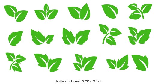 Icono de hoja verde en estilo plano, sobre fondo blanco. conjunto de iconos de hoja. icono de la naturaleza, Ilustración vectorial de la hoja.