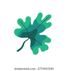 Green leaf icon. Foliage of tropical palm. Leafage of exotic tree. Greenery of abstract spring or summer plant. Floral decoration. Decor from nature. Flat isolated vector illustration on white