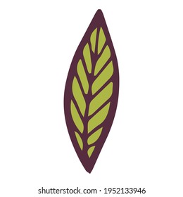 Icono de la hoja verde. Dibujo manual y ilustración de esquema del icono del vector de hoja verde para el diseño web