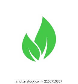 Green leaf icon isolated on white background .