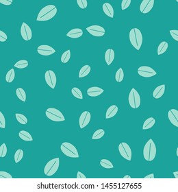 Green Leaf icon isolated seamless pattern on green background. Fresh natural product symbol.  Vector Illustration