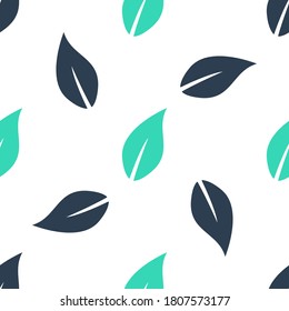 Green Leaf icon isolated seamless pattern on white background. Vector.