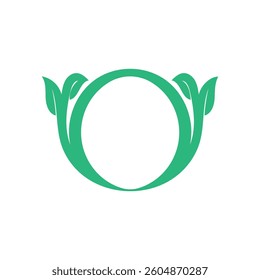 green leaf icon letter O vector