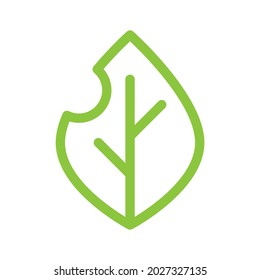 Green leaf icon. Line vector. Isolate on white background.